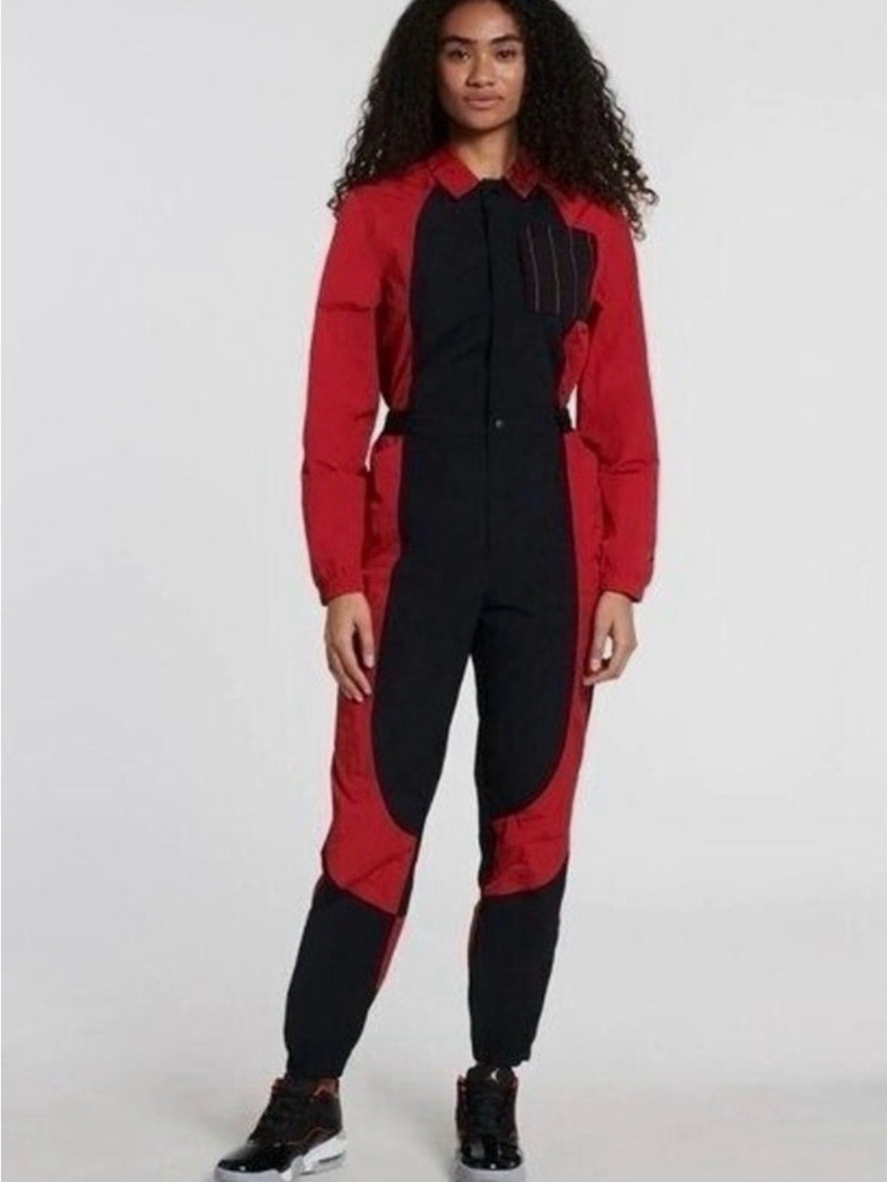 Jordan Sz 2X Flightsuit/Tracksuit Red & Black w/ snap up, pockets